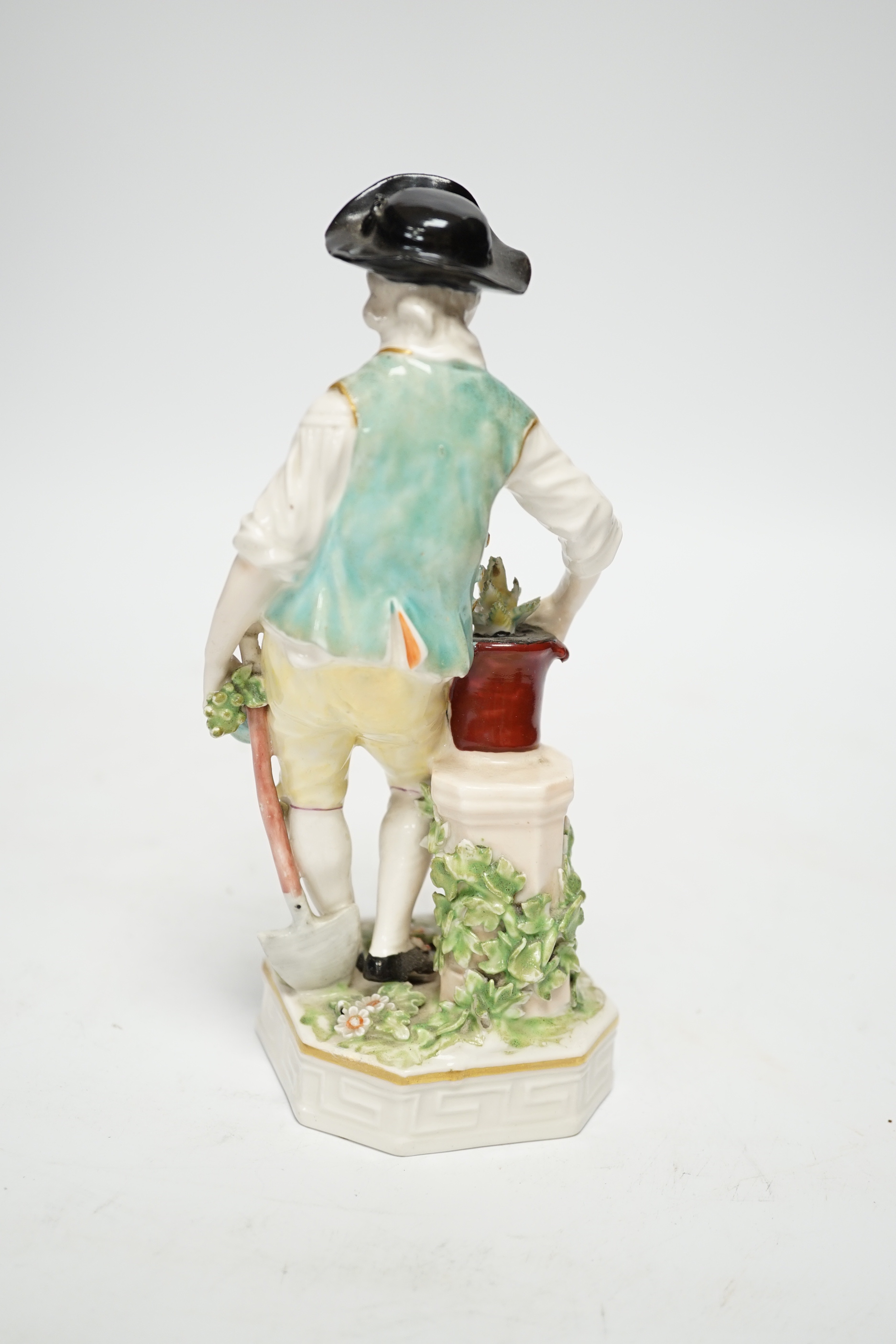 A Derby figure of a gardener, c.1780, 18cm high